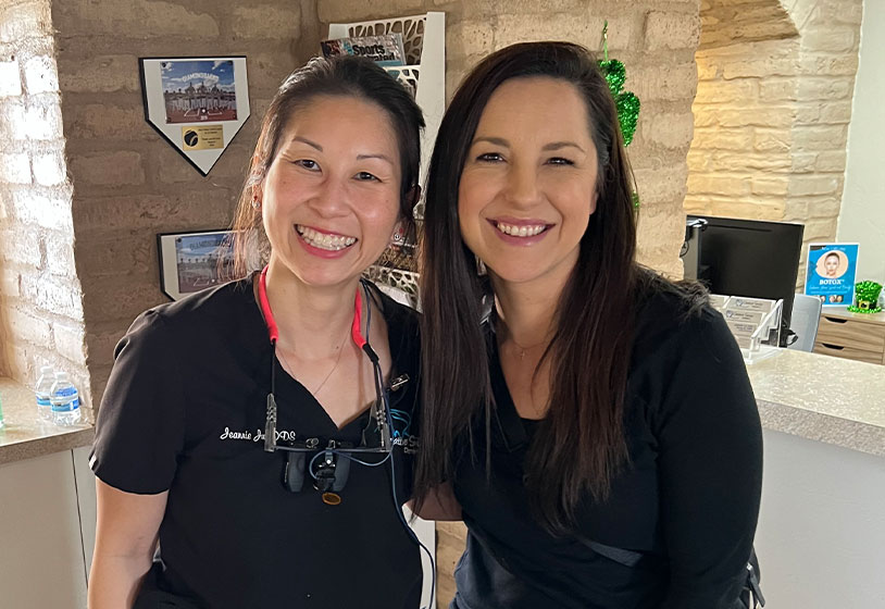 Tucson dentist Dr. Jeannie Ju with one of her patients
